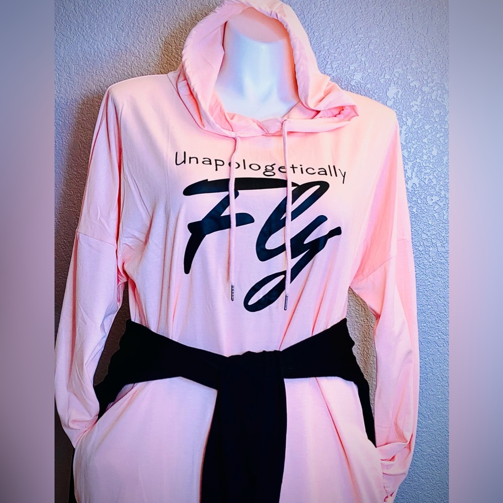 Pink Hooded Sweatshirt Dress - Picture 5 of 6